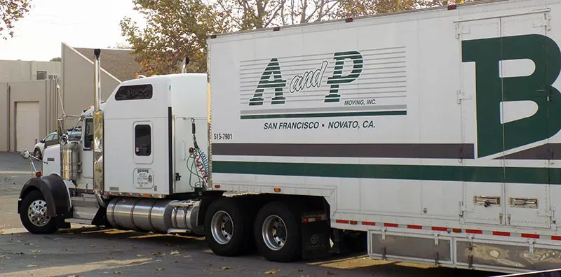 A and P Moving Truck arriving onsite for Long distance move in Novato CA