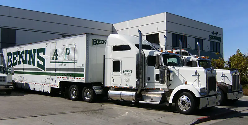 A and P Moving trucks at warehouse in Novato CA